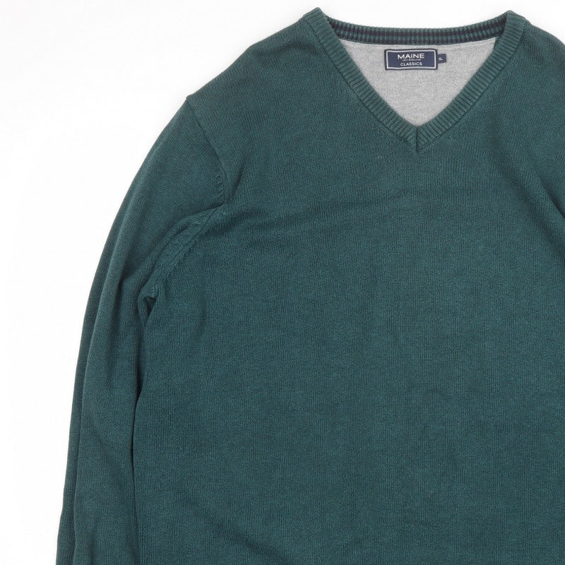 Maine New England Classics Men’s Green XL V-Neck Knit Pullover Jumper