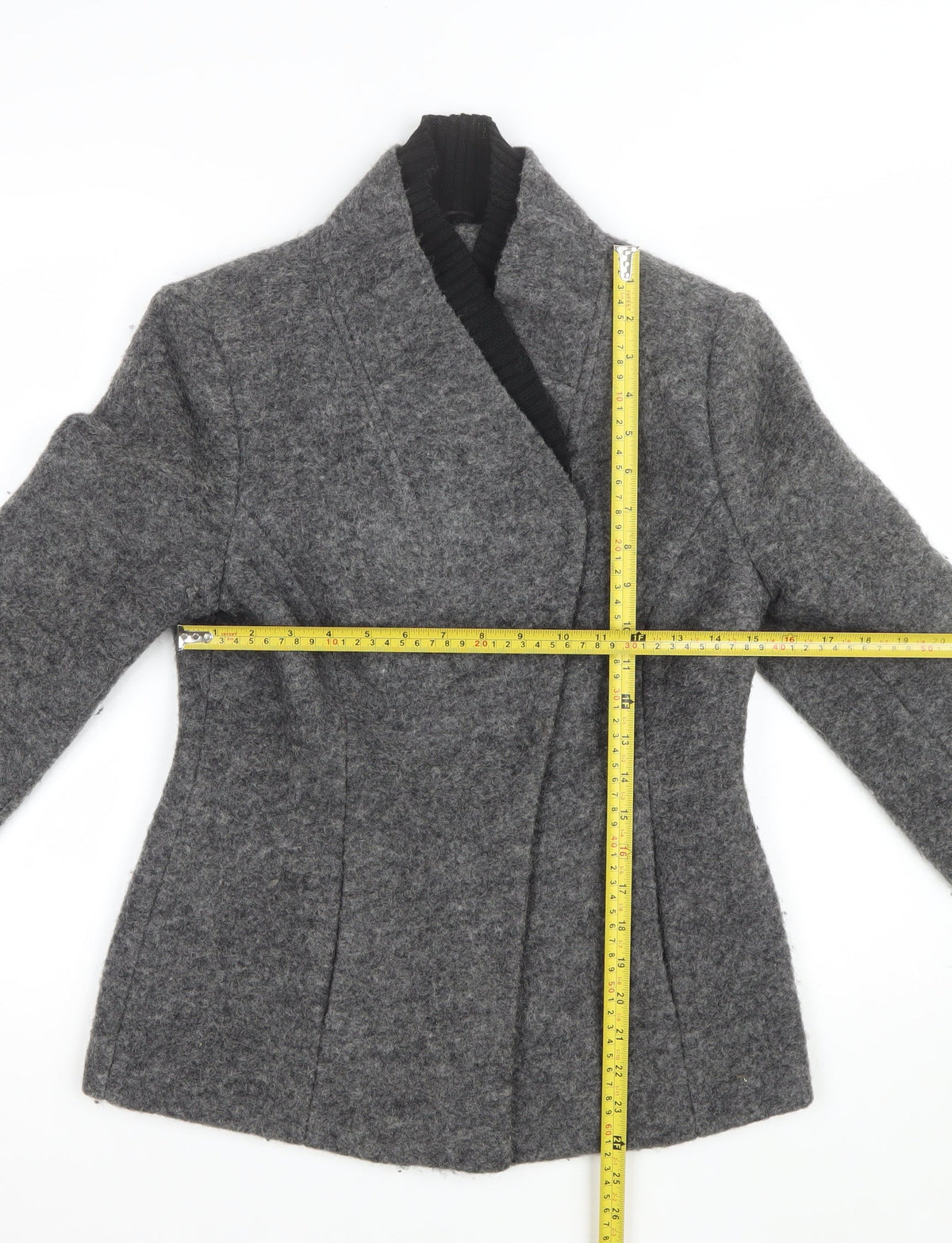 Per Una Women’s Grey Size 8 Open Knit Short Jacket Pockets