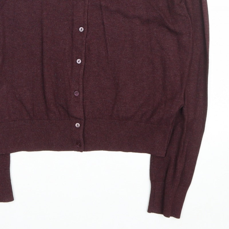 H&M Basic Women's Brown M Button Crew Neck Knit Cardigan
