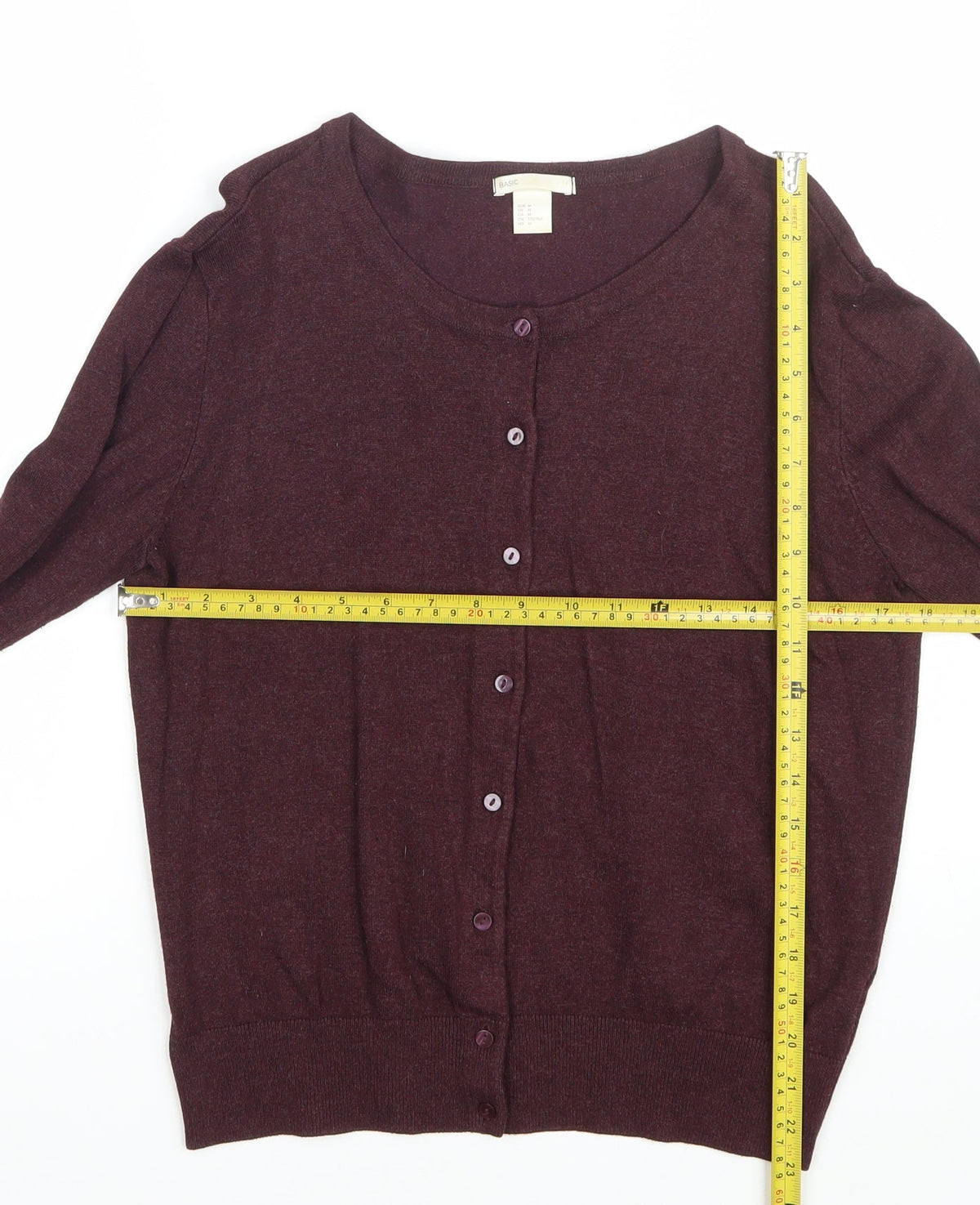 H&M Basic Women's Brown M Button Crew Neck Knit Cardigan