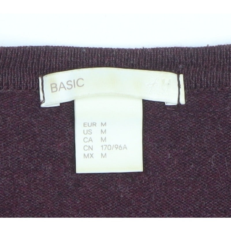 H&M Basic Women's Brown M Button Crew Neck Knit Cardigan