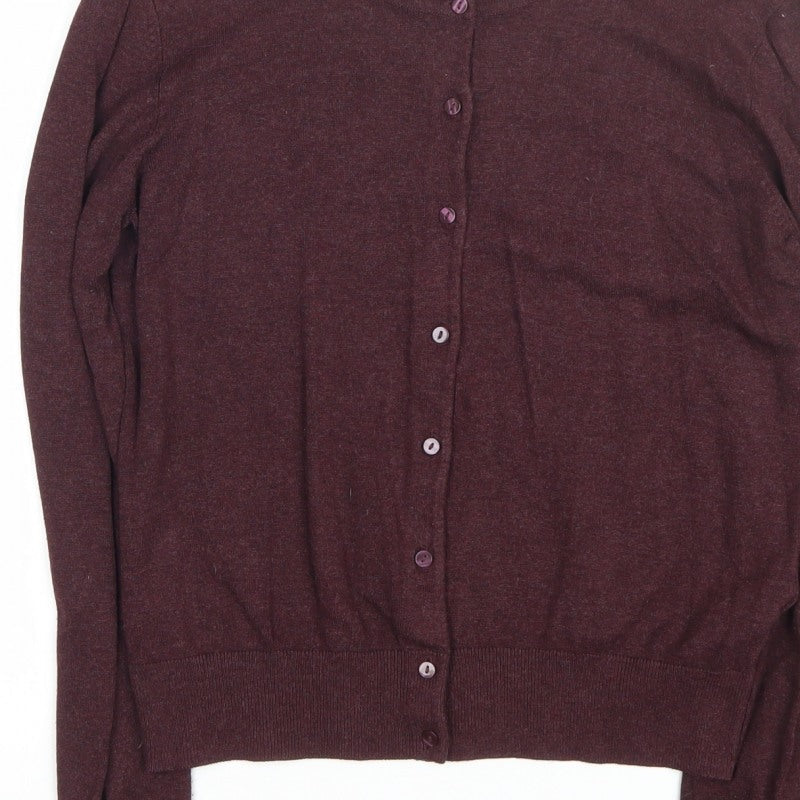 H&M Basic Women's Brown M Button Crew Neck Knit Cardigan