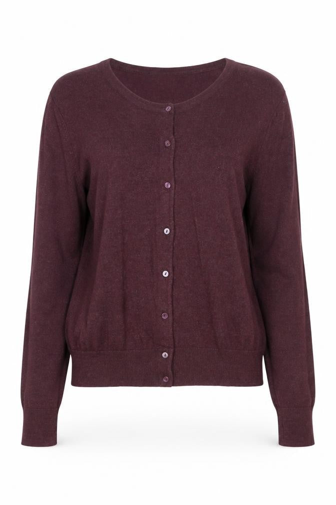 H&M Basic Women's Brown M Button Crew Neck Knit Cardigan