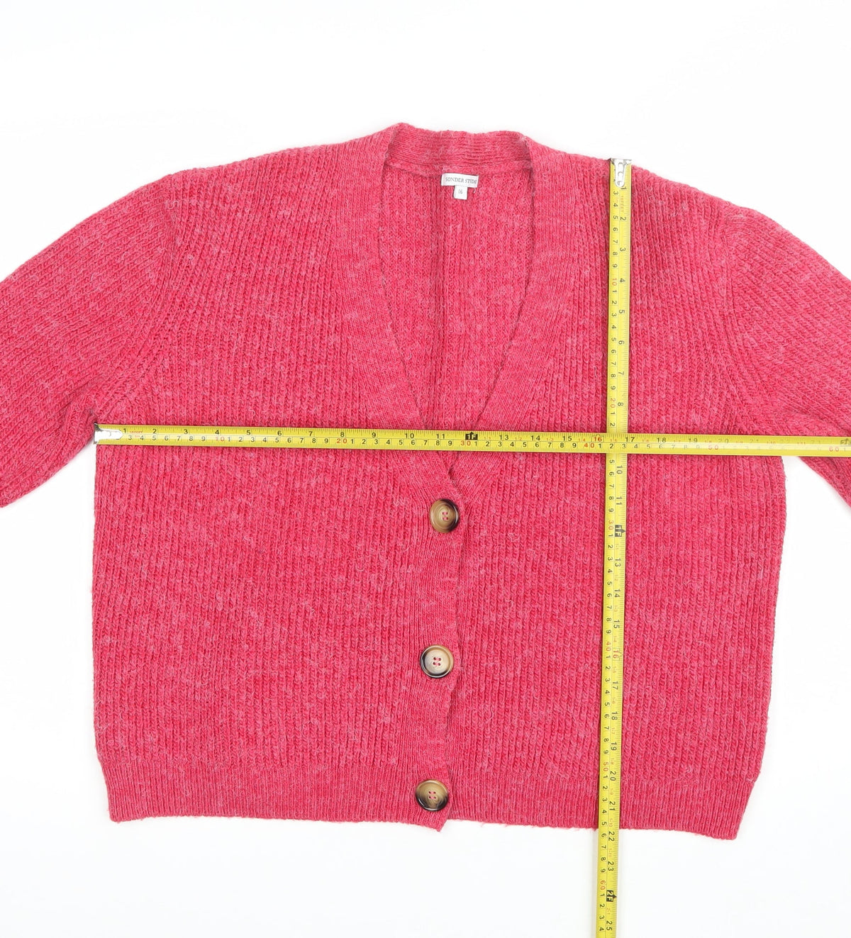 Sonder Studio Women’s Pink Size 16 V-Neck Button Knit Cardigan
