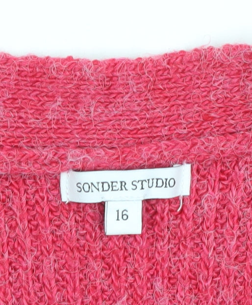 Sonder Studio Women’s Pink Size 16 V-Neck Button Knit Cardigan
