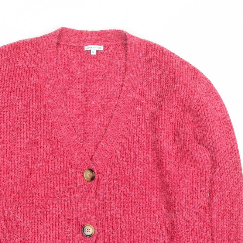 Sonder Studio Women’s Pink Size 16 V-Neck Button Knit Cardigan