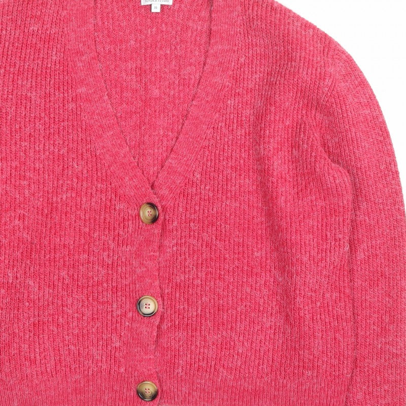 Sonder Studio Women’s Pink Size 16 V-Neck Button Knit Cardigan