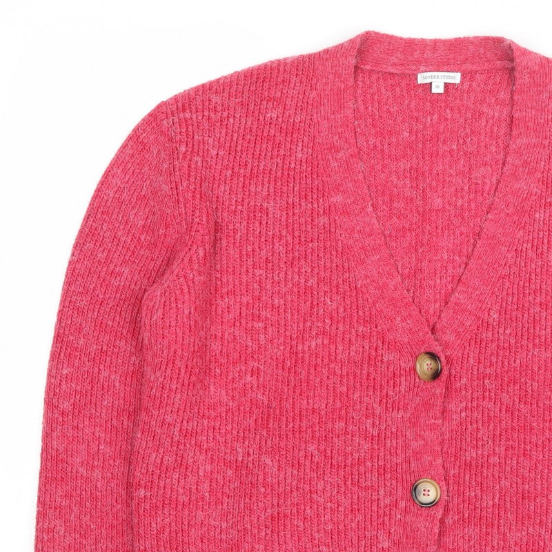 Sonder Studio Women’s Pink Size 16 V-Neck Button Knit Cardigan