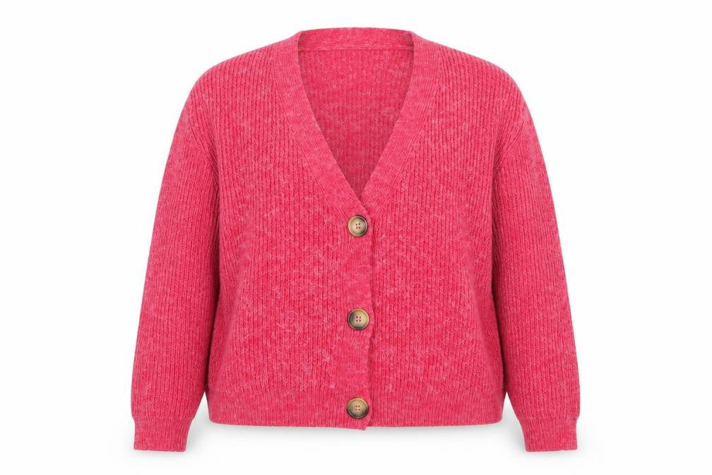 Sonder Studio Women’s Pink Size 16 V-Neck Button Knit Cardigan