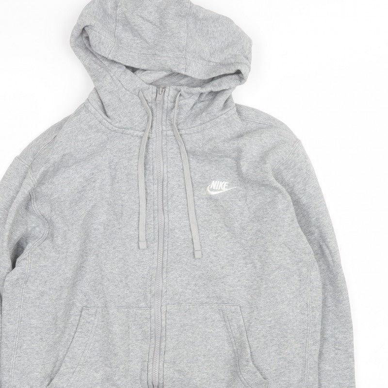 Nike Women’s Grey M Full Zip Hooded Fleece Jacket Logo