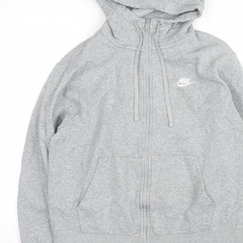 Nike Women’s Grey M Full Zip Hooded Fleece Jacket Logo