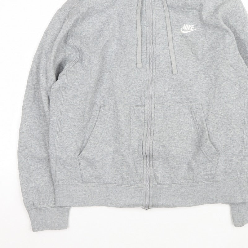 Nike Women’s Grey M Full Zip Hooded Fleece Jacket Logo