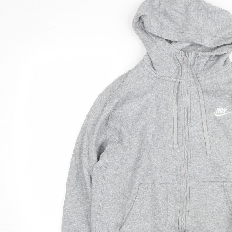 Nike Women’s Grey M Full Zip Hooded Fleece Jacket Logo
