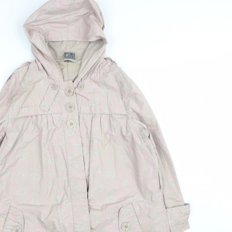 Hooch Teens Pink Size 14 Hooded Long Rain Coat Geometric