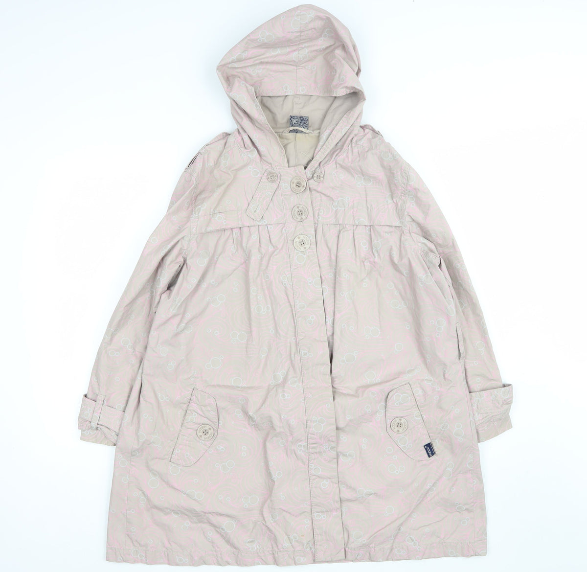 Hooch Teens Pink Size 14 Hooded Long Rain Coat Geometric