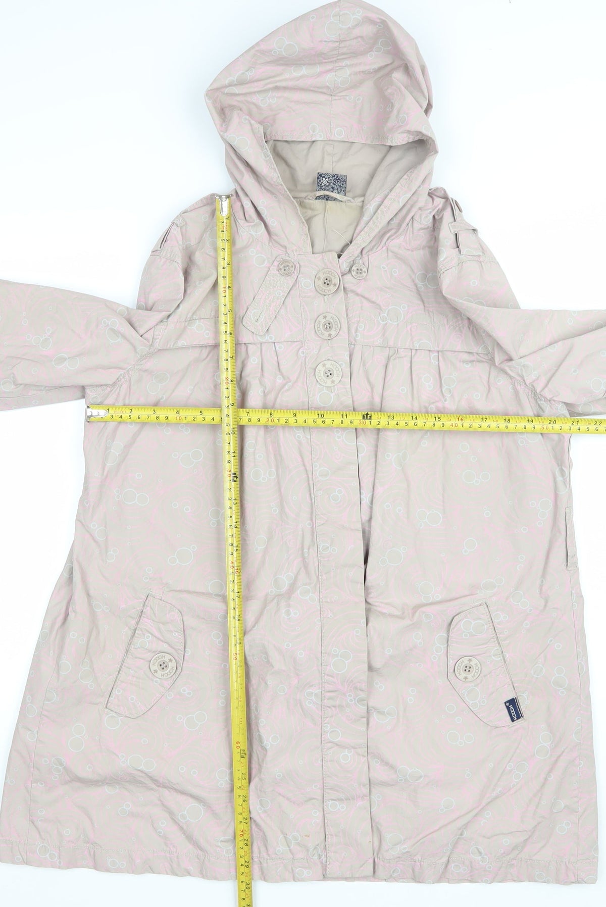 Hooch Teens Pink Size 14 Hooded Long Rain Coat Geometric