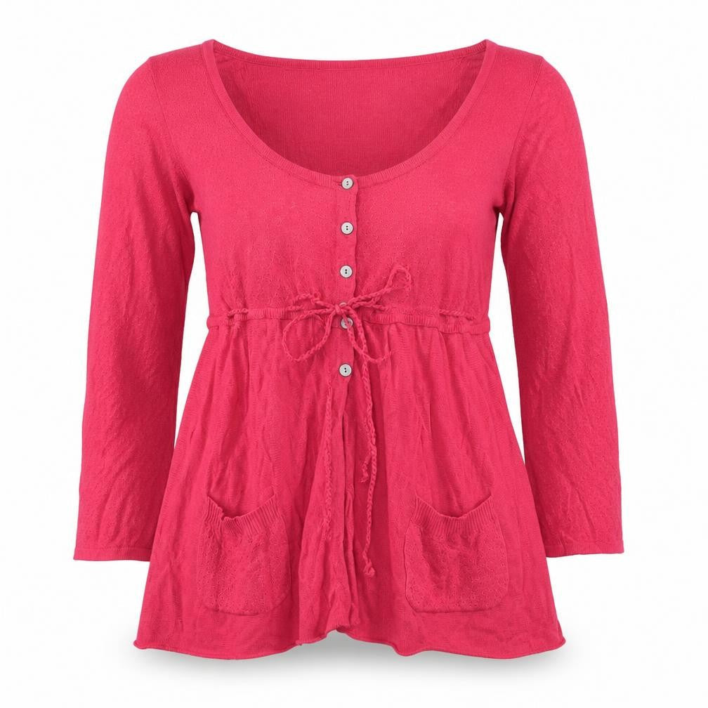 Jane Norman Women's Pink Size 10 Long Sleeve Button Knit Cardigan