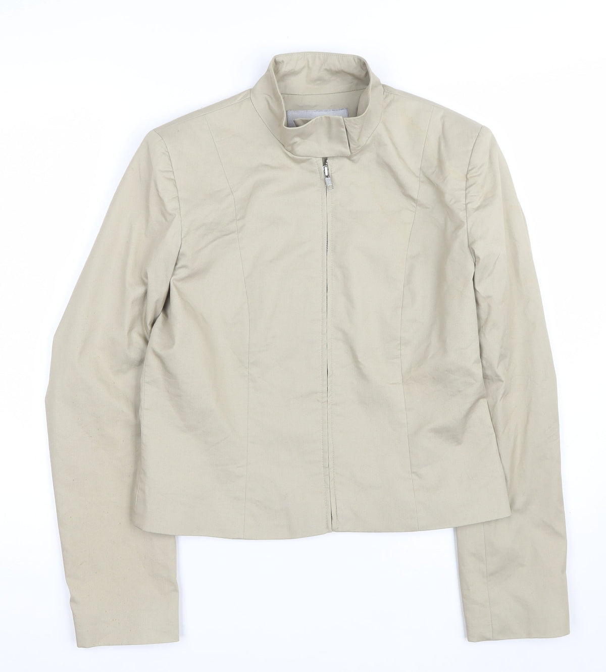 Warehouse Women’s Beige UK 12 Basic Zip Jacket Lined