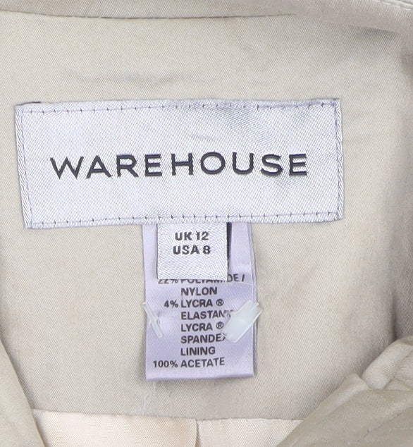 Warehouse Women’s Beige UK 12 Basic Zip Jacket Lined