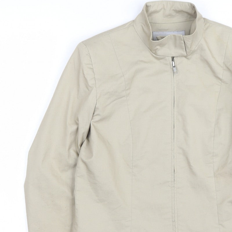Warehouse Women’s Beige UK 12 Basic Zip Jacket Lined