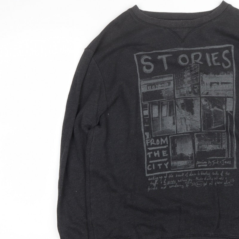 Jack & Jones Premium Men’s Black XL Pullover Graphic City Sweatshirt