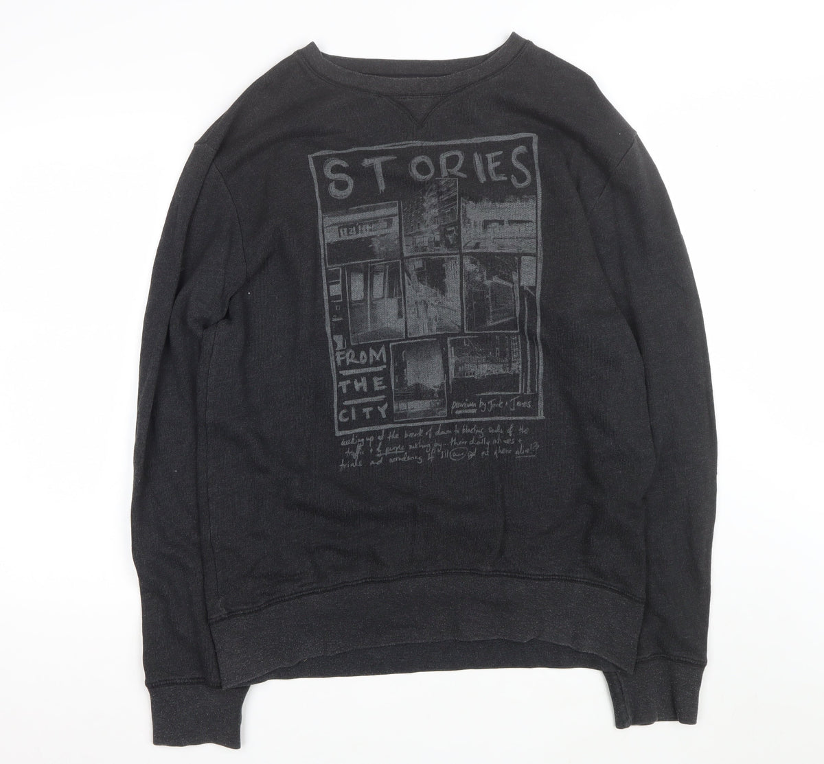 Jack & Jones Premium Men’s Black XL Pullover Graphic City Sweatshirt