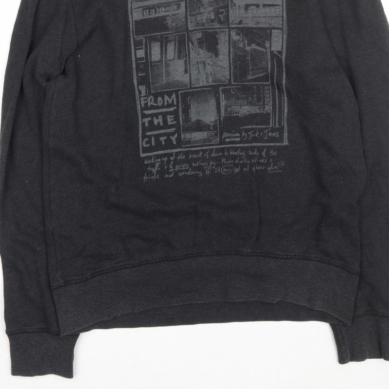 Jack & Jones Premium Men’s Black XL Pullover Graphic City Sweatshirt