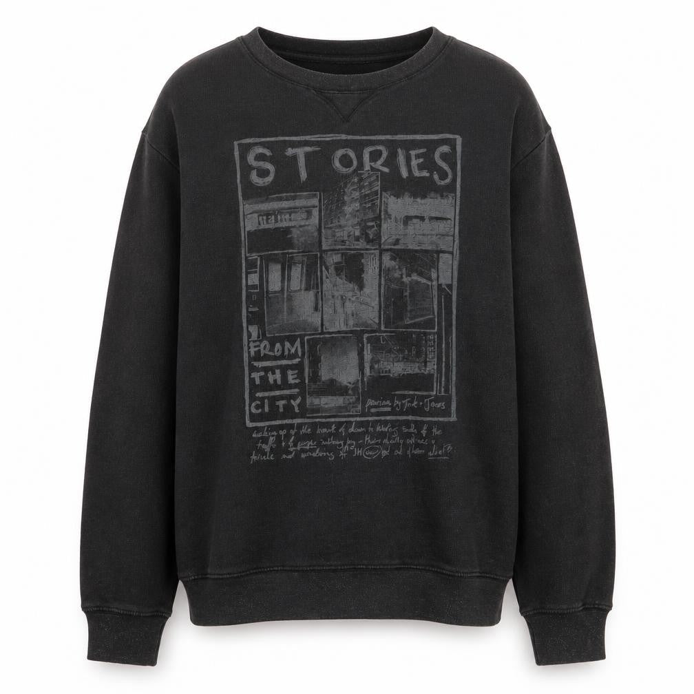 Jack & Jones Premium Men’s Black XL Pullover Graphic City Sweatshirt
