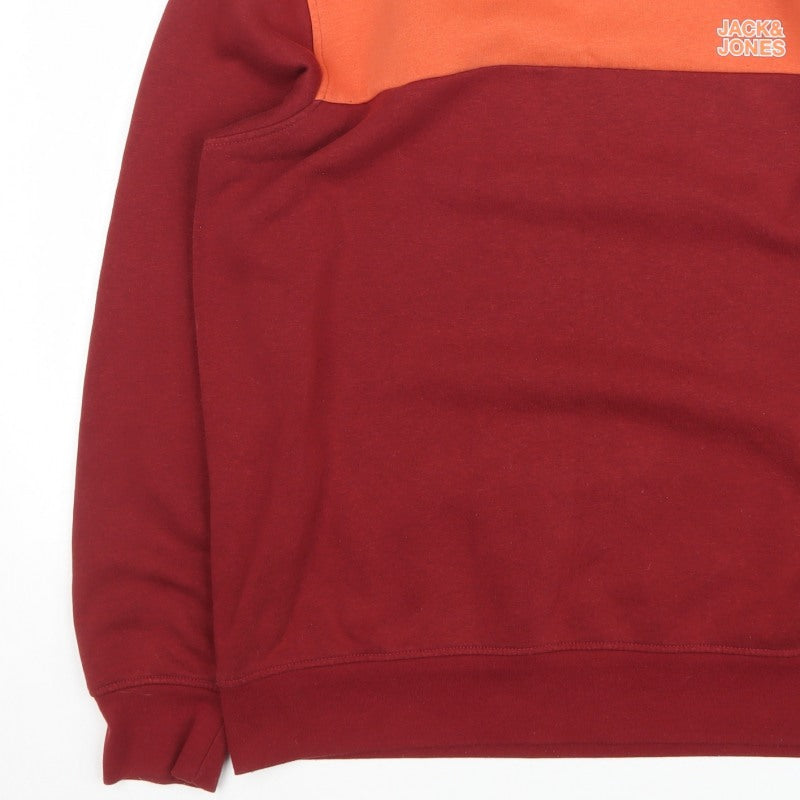 Jack & Jones Men’s XL Burgundy Orange Logo Graphic Pullover Sweatshirt