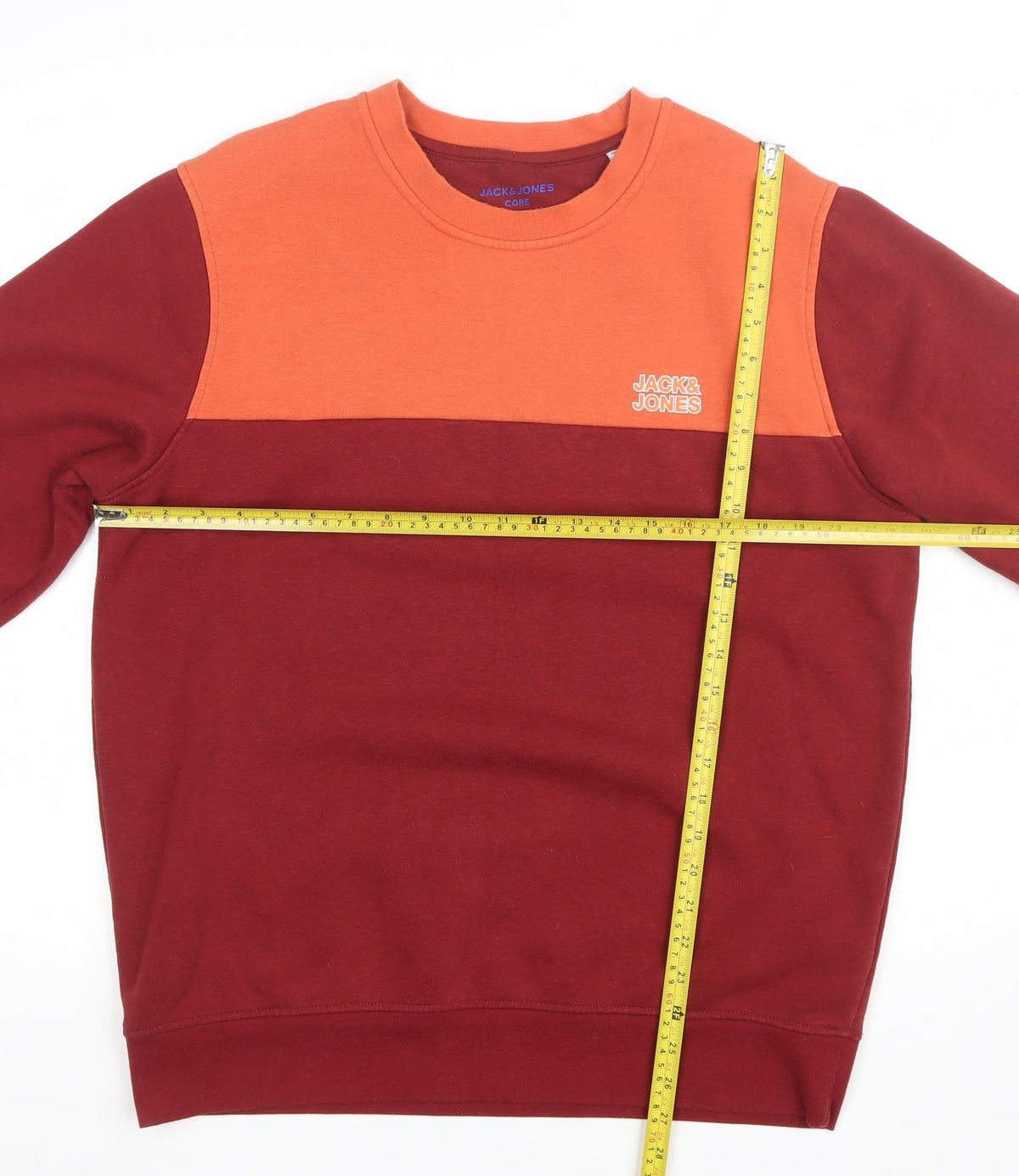 Jack & Jones Men’s XL Burgundy Orange Logo Graphic Pullover Sweatshirt