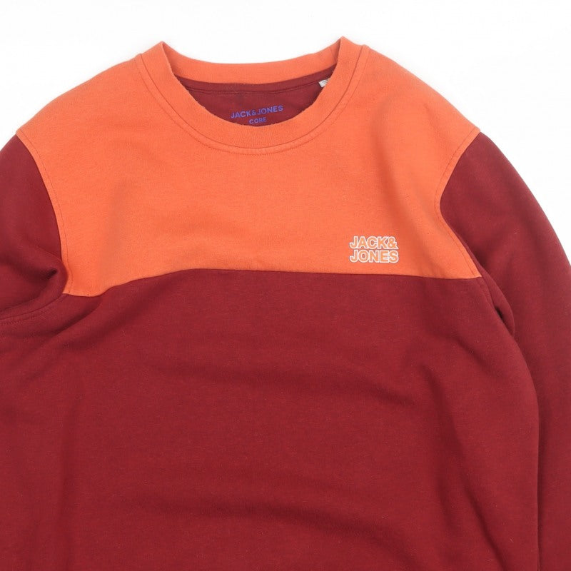 Jack & Jones Men’s XL Burgundy Orange Logo Graphic Pullover Sweatshirt