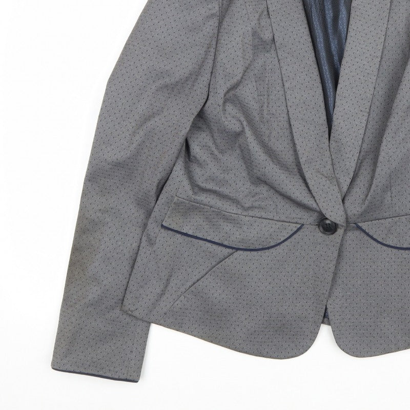 Next Women Grey UK 14 Tailored Shawl Lapel Lined Blazer Jacket