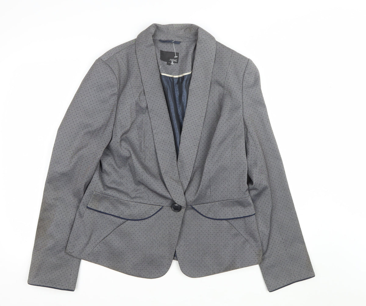 Next Women Grey UK 14 Tailored Shawl Lapel Lined Blazer Jacket