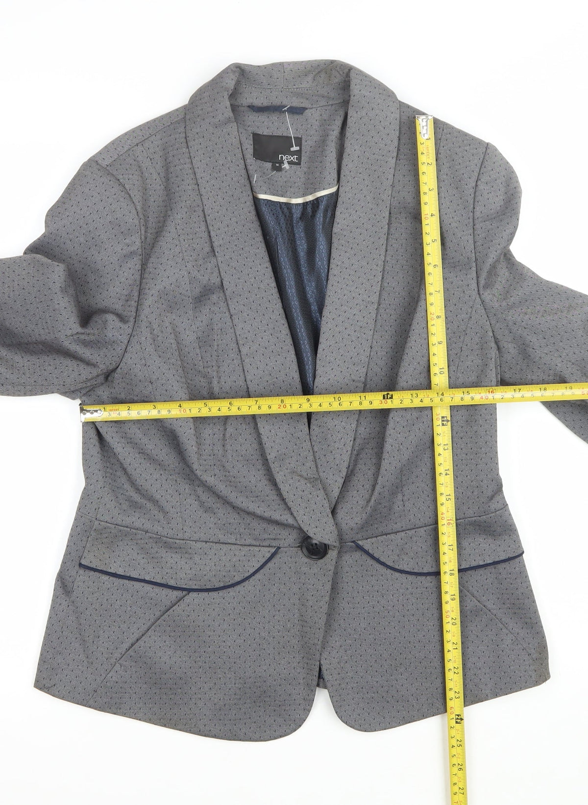 Next Women Grey UK 14 Tailored Shawl Lapel Lined Blazer Jacket