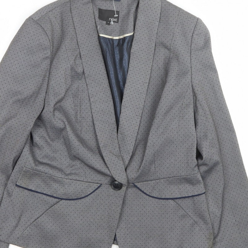 Next Women Grey UK 14 Tailored Shawl Lapel Lined Blazer Jacket