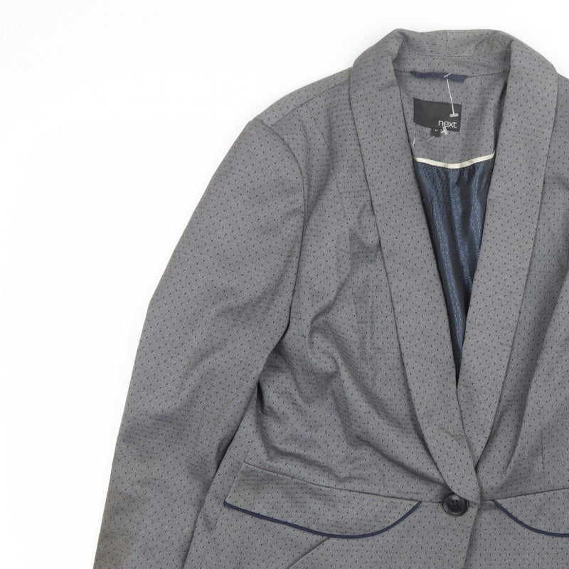 Next Women Grey UK 14 Tailored Shawl Lapel Lined Blazer Jacket