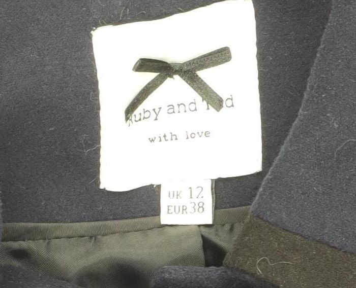 Ruby and Ed Women’s Navy UK 12 Long Button Coat Collared Pockets