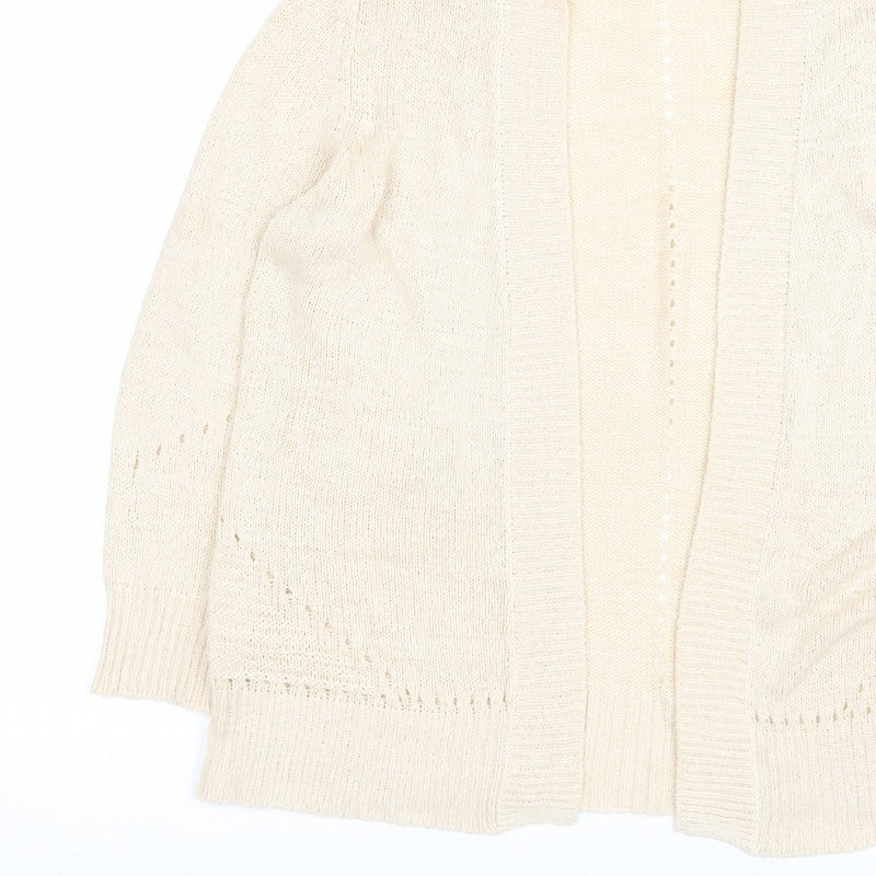 Roman Women Ivory Size 14 Open Knit Long Sleeve Cardigan