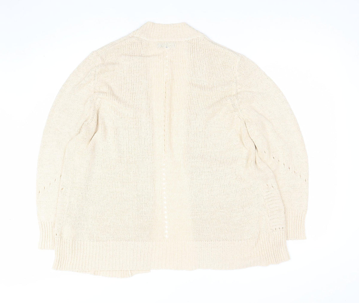 Roman Women Ivory Size 14 Open Knit Long Sleeve Cardigan