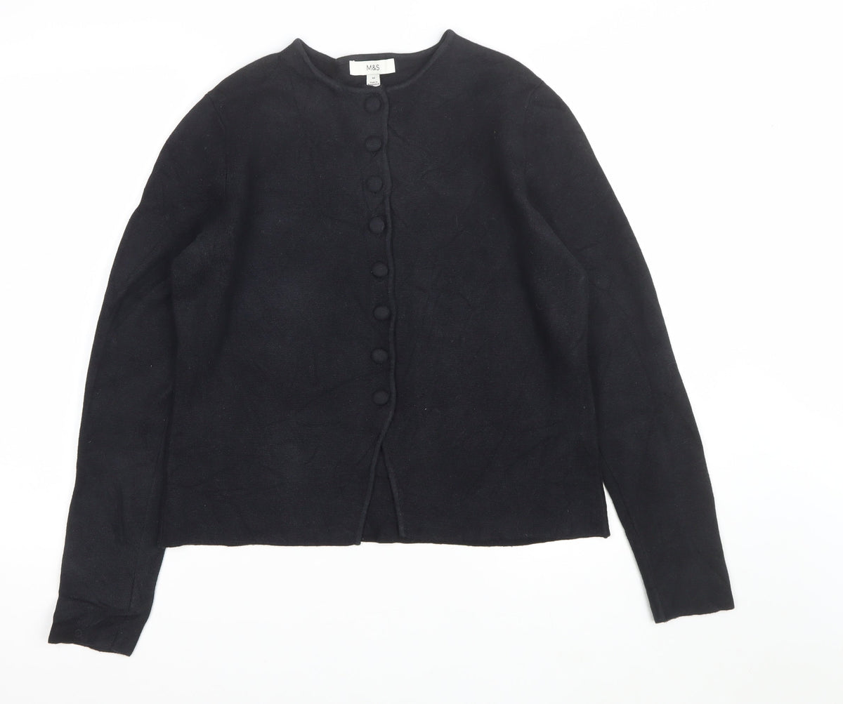 Marks and Spencer Women’s Black M Button Knit Cardigan Crew Neck