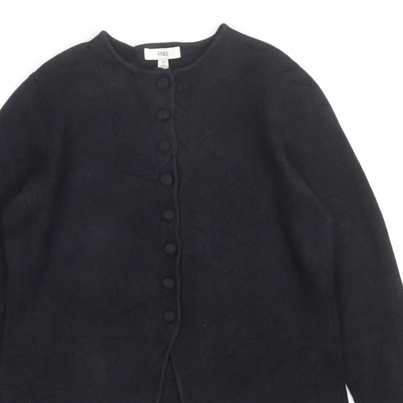 Marks and Spencer Women’s Black M Button Knit Cardigan Crew Neck