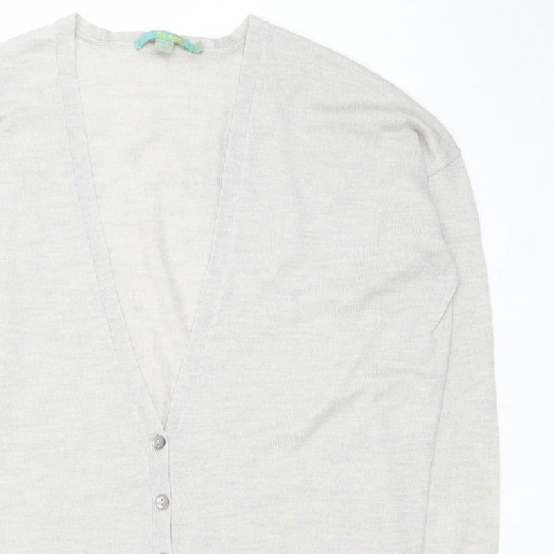Boden Women Grey Size 12 V-Neck Button Pocket Cardigan