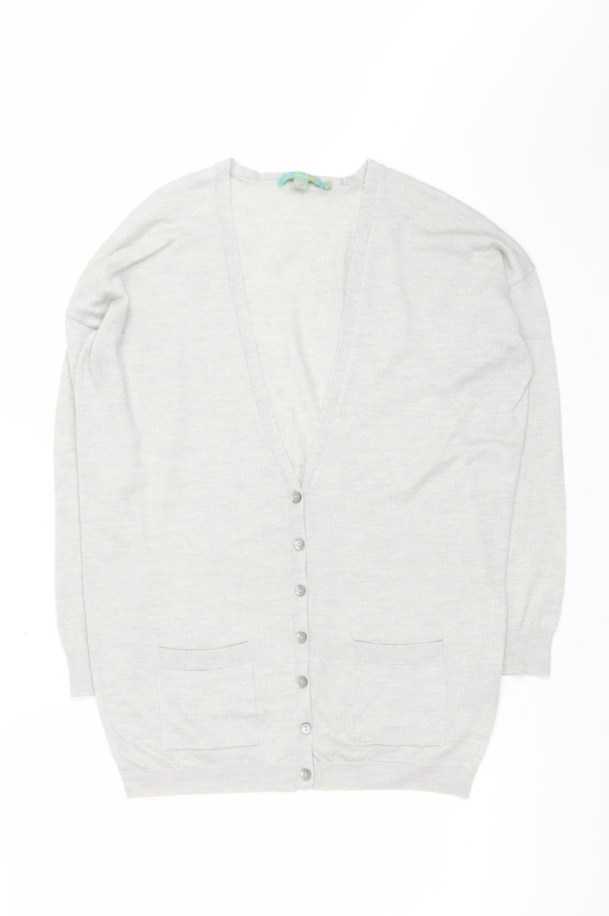 Boden Women Grey Size 12 V-Neck Button Pocket Cardigan