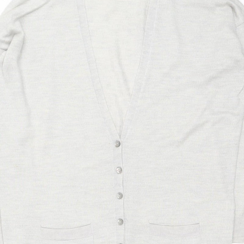 Boden Women Grey Size 12 V-Neck Button Pocket Cardigan