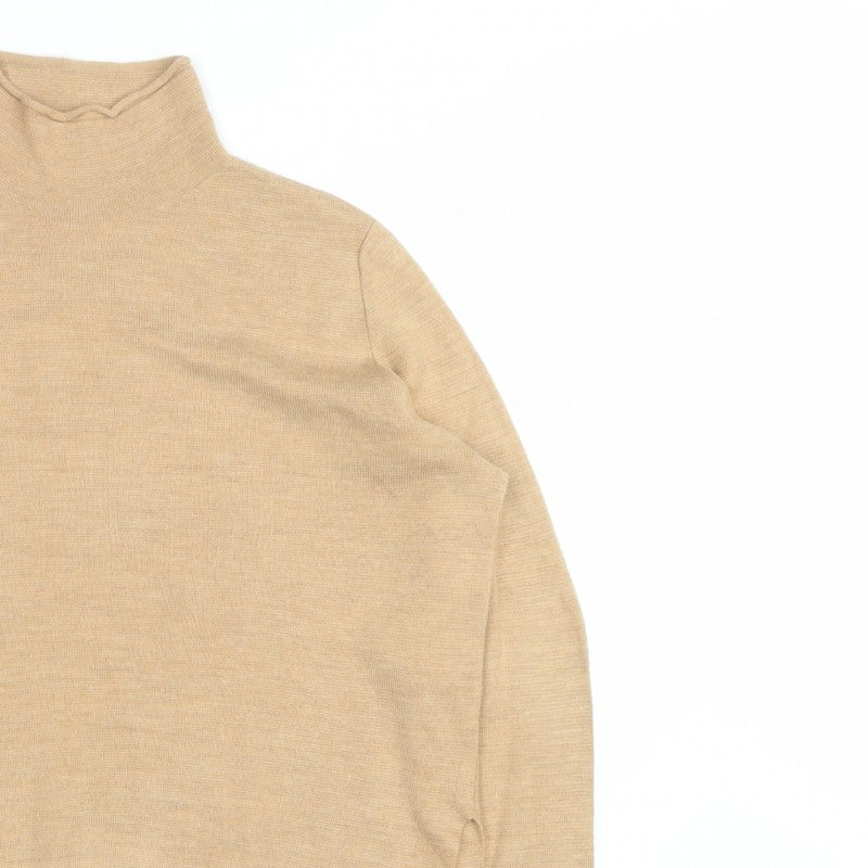 Marks and Spencer Women Beige M Pure Merino Wool Roll Neck Jumper