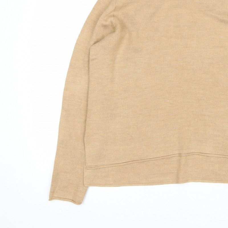 Marks and Spencer Women Beige M Pure Merino Wool Roll Neck Jumper