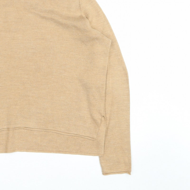 Marks and Spencer Women Beige M Pure Merino Wool Roll Neck Jumper
