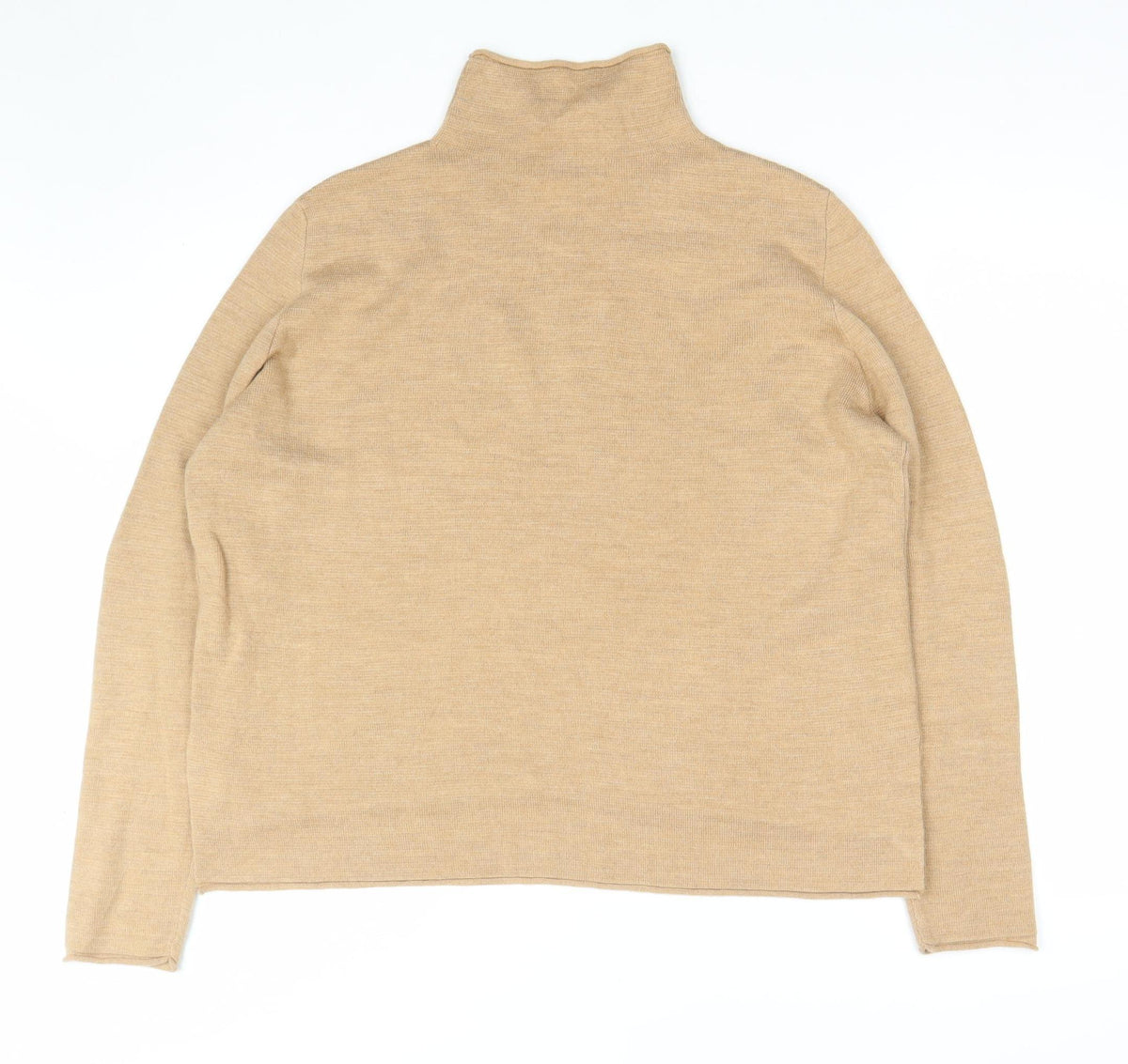 Marks and Spencer Women Beige M Pure Merino Wool Roll Neck Jumper