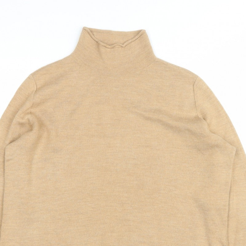 Marks and Spencer Women Beige M Pure Merino Wool Roll Neck Jumper