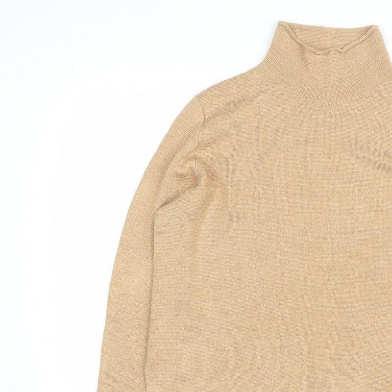 Marks and Spencer Women Beige M Pure Merino Wool Roll Neck Jumper